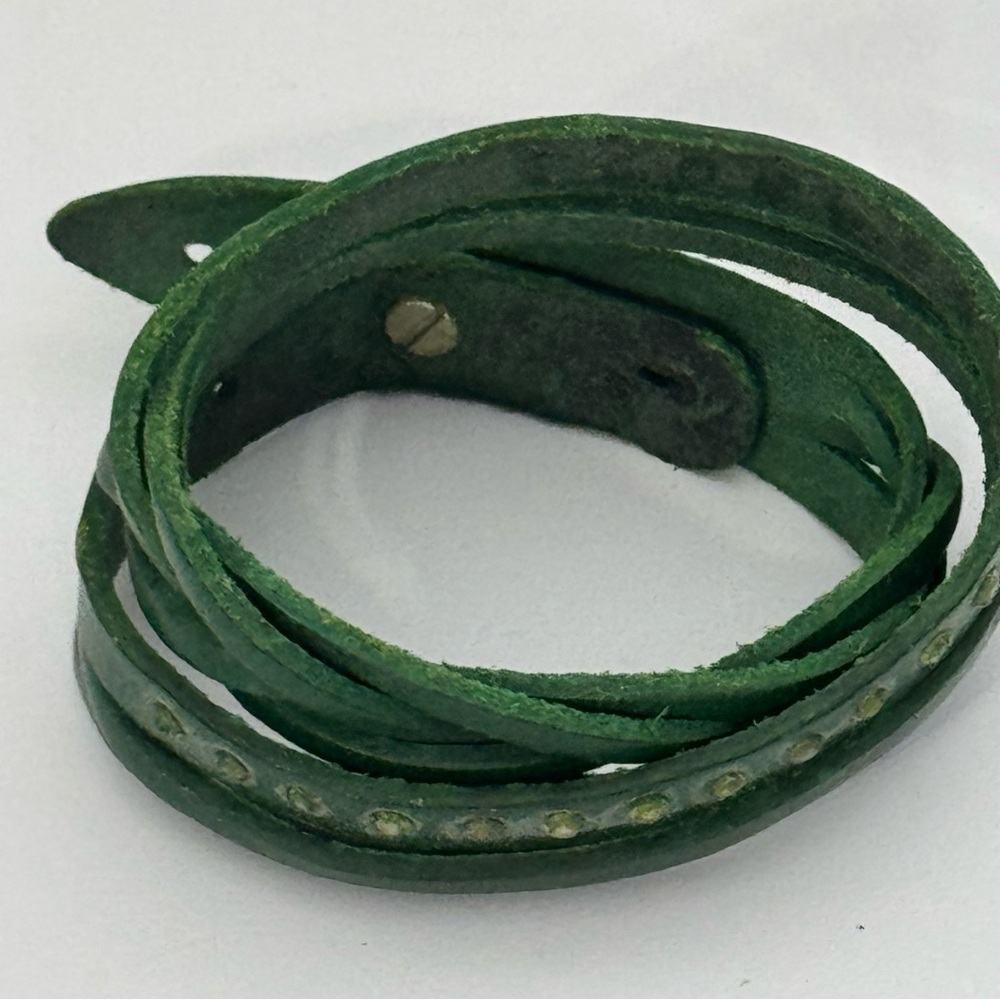 Women's Green Wrap Leather Bracelet